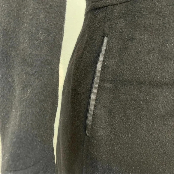 COACH Mohair Wool Long Line Pea Coat Leather Trim - Picture 3 of 7